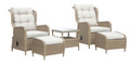 Loungesett 5 deler m/regulering beige - Sunlife